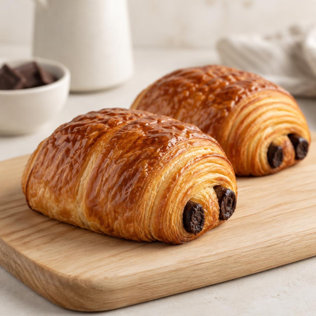 Flaky chocolate croissant