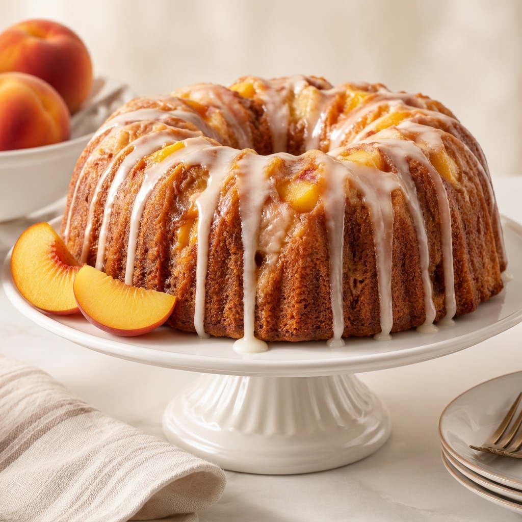 Peach cobbler Bundt cake
