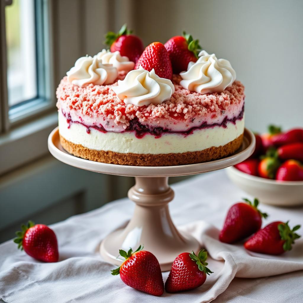 Strawberry crunch cheesecake